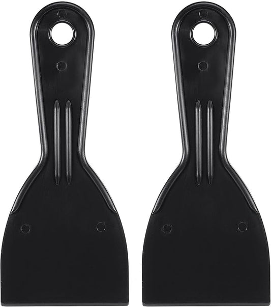 uxcell Putty Scraper 3" ABS Plastic Spatula Drywall Patch Repair Spreader Wall Covering Smoother Black 2Pcs
