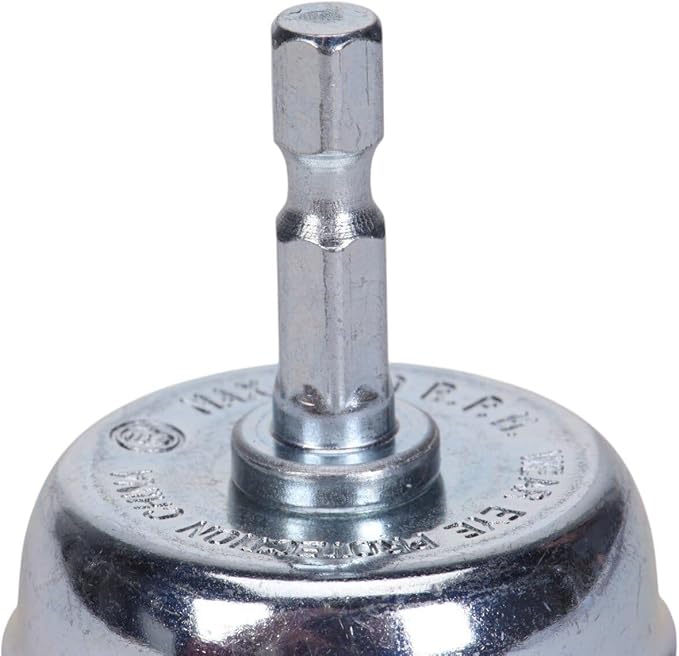 Century Drill & Tool 77221 2" Coarse Nylon End Brush, 80 Grit, 1/4" Quick Change Shank, 4,500 RPM - Nylon Bristles for Metal, Wood, Plastic, Masonry