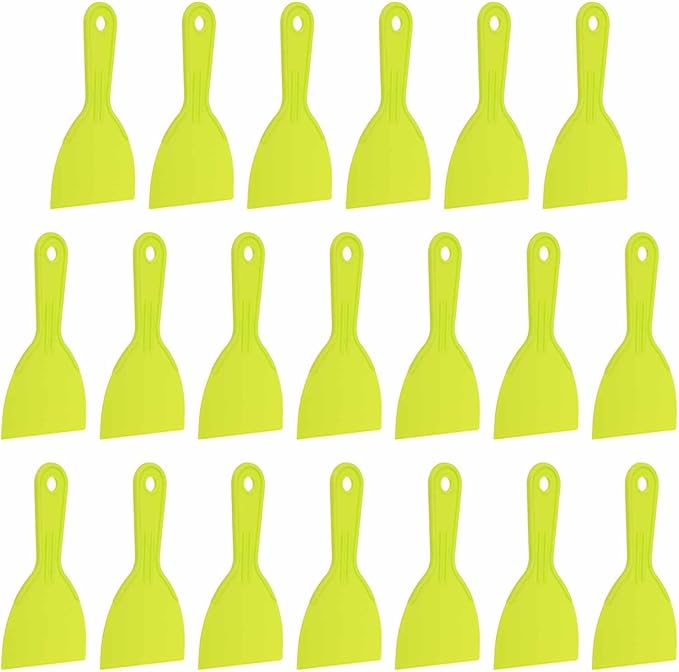 HARFINGTON 20pcs Putty Knife Scraper 4" Width Flexible Plastic Putty Knife Paint Scraper Tool for Taping Drywall Spreading Painting Wall Scratching Yellow