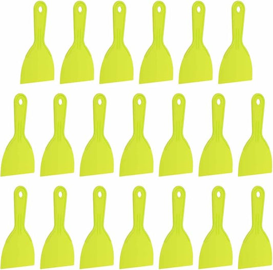HARFINGTON 20pcs Putty Knife Scraper 4" Width Flexible Plastic Putty Knife Paint Scraper Tool for Taping Drywall Spreading Painting Wall Scratching Yellow