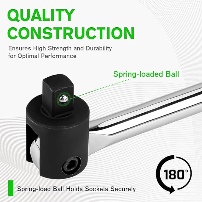 SWANLAKE 1/2 Breaker Bar, 17.5" Length with 180째 Rotatable Head, 1/2 inch Drive,CR-V Steel