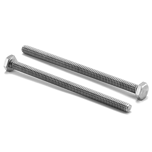 1/2-13 x 4 Hex Head Screw Bolt, 10Pcs 18-8 (304) Stainless Steel, Fully Threaded, Plain Finish, by SG TZH