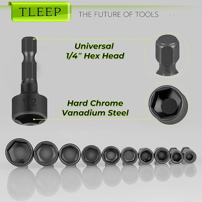 20 x Power Nut Driver Set for Impact Drill, SAE and Metric 1/4??Hex Head Drill Bit Set Screwdriver Socket Set, Chrome Vanadium Steel, Quick Change Chuck Socket Wrench Screw Impact Nutsetter