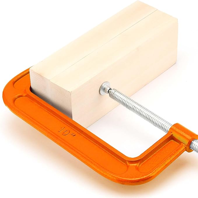 2 Packs 10 Inch C-Clamp, Malleable Iron C-Clamp, Heavy Duty C-Clamp for Woodworking, Metalworking, 8.7 Inches Max Jaw Opening, 3.7 Inches Throat Depth, Orange