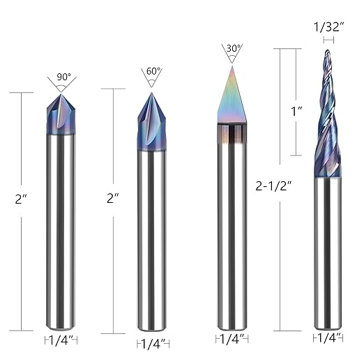 SpeTool 10PCS TAC Coated CNC Router Bit Set 1/4 Inch Shank, Solid Carbide CNC Router Bits & End Mills for Woodworking Trimming Engraving Carving Sign Making Slotting?봣or Wood, Plastic and Aluminum