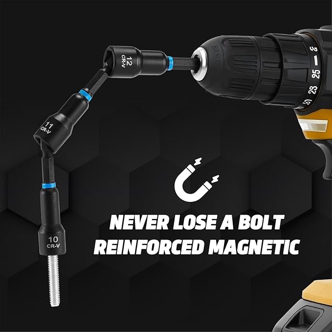 AIRTOON 55PCS Magnetic Nut Driver Set, Metric & SAE Magnetic Impact Drill Driver Bit, Deep Nut Driver Set, Wing Nut Driver, 1/4" Quick Change, Heavy Duty Socket Adapters & Bit Extensions, Storage Box