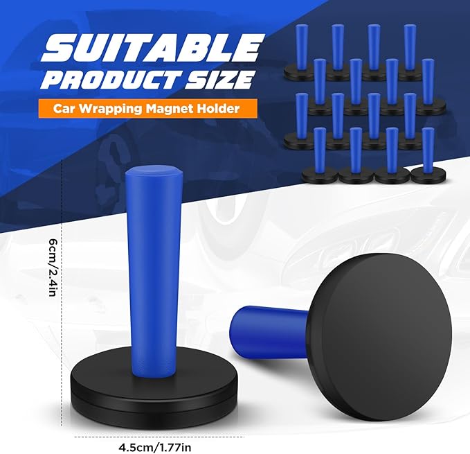 Dunkive 16 Pcs Blue Car Vinyl Wrap Magnets Holder Tool Kits for Car Wrapping and Crafts Sign Making Window Tint Tools Magnets
