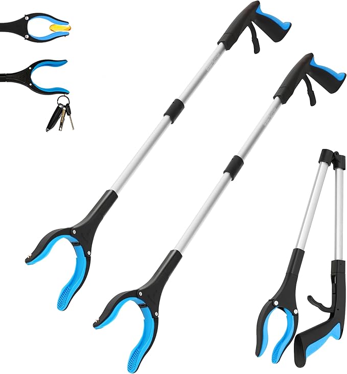 Grabber Reacher Tool -2 Pack 32??Reacher Grabber Tool with Strong Magnetic and Swivel Head - Pick Up Stick Grabbers for Seniors, Trash, Surgery Recovery Must Haves Gifts (Blue)