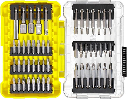 51-Piece Screwdriver Bit Set, Impact Driver Bit Set with Phillips/Slotted/Torx/Hex/Square Bits, 1/4" & 3/8" Socket Adapter, Magnetic Nut Drivers, S2 Alloy Steel for Impact Driver