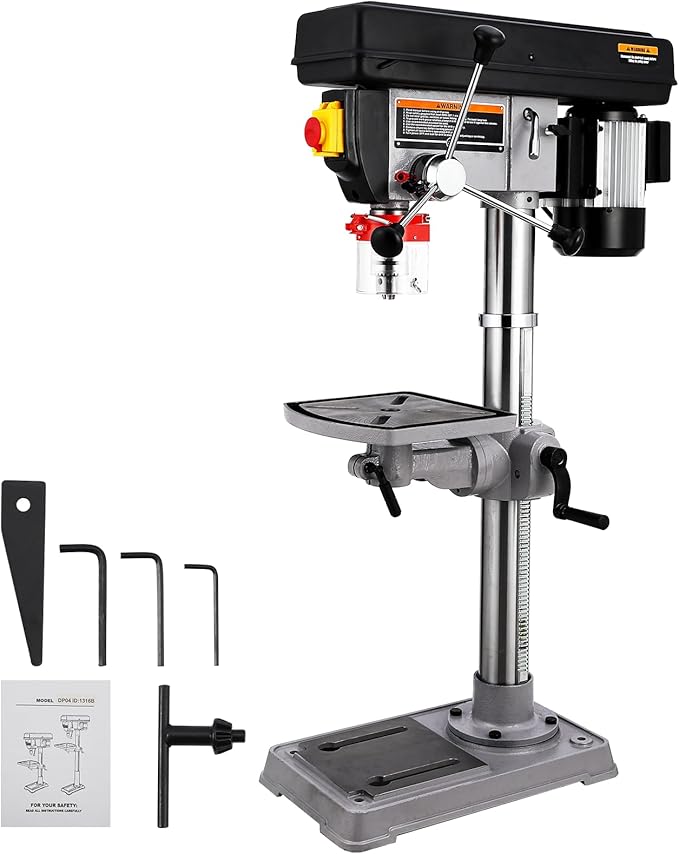 13 in Benchtop Drill Press, 7.5 Amp 120V Pure Copper Motor, 288-3084 RPM Variable Speed Cast Iron Bench Drill Press, 0-45°Tilting Worktable, Tabletop Drilling Machine for Wood Metal