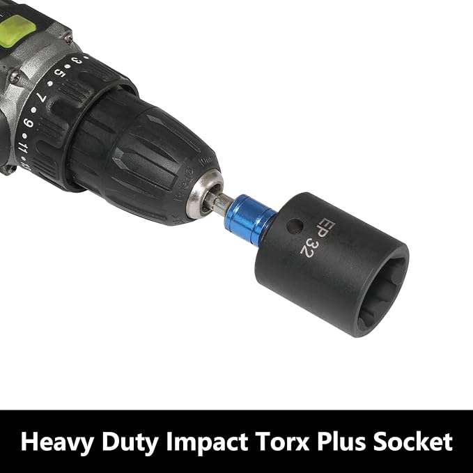 External Torx Plus Socket Set 6 Point EP Socket EP4, EP5, EP6, EP7, EP8, EP10, EP11, EP12, EP14, EP16, EP18, EP20, EP22, EP24 with 1/2'' 3/8'' 1/4'' Dr E-Torx Plus Socket 14pc