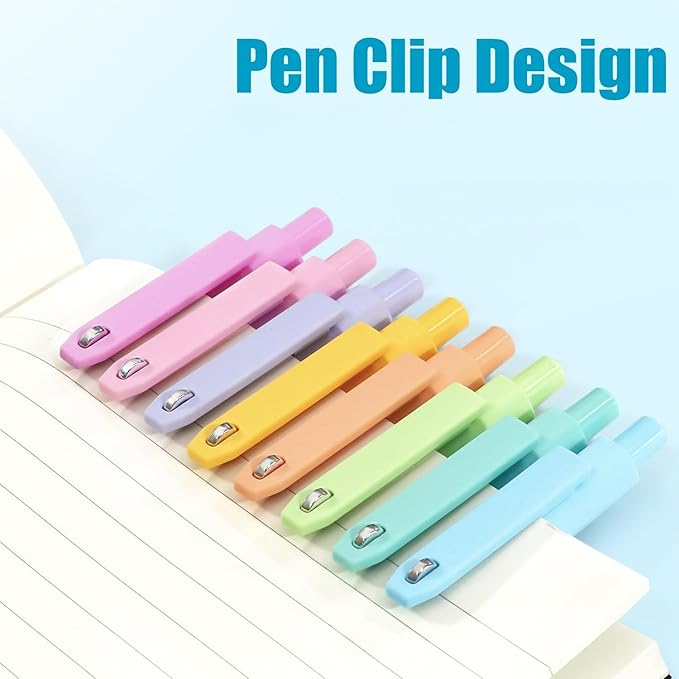 Vitoler Pens, 8 pcs Cute Color Gel Pens, 0.5mm Black Ink Pens Fine Point Smooth Writing Pens for Women/Nurse Gift School Office Desk Accessories Supplies