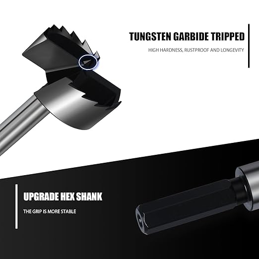 1-5/8 Inch Forstner Drill Bit for Woodworking, 1-5/8" Forstner Bit Wood Drill Bits for Holes, Hinge Cutter for Hard Wood, Plastic, Plywood HEX Shank