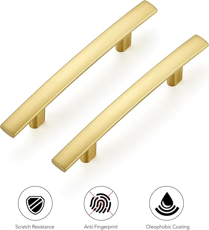 Ravinte 30 Pack | 5-3/16'' Curved Cabinet Pulls Brushed Brass Kitchen Drawer Pulls Arch Cabinet Handles 5-3/16?쒵ength, 3??Hole Center