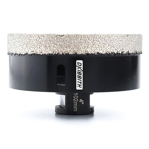 DKIBBITH 4 inch Diamond Hole Saw, 102mm Hole Saw for Concrete Brick Masonry Block Granite Tiles Quartzite Marble Porcelain Ceramic Stones with Female 5/8-11 Thread Fit Most Angle Grinders, Black