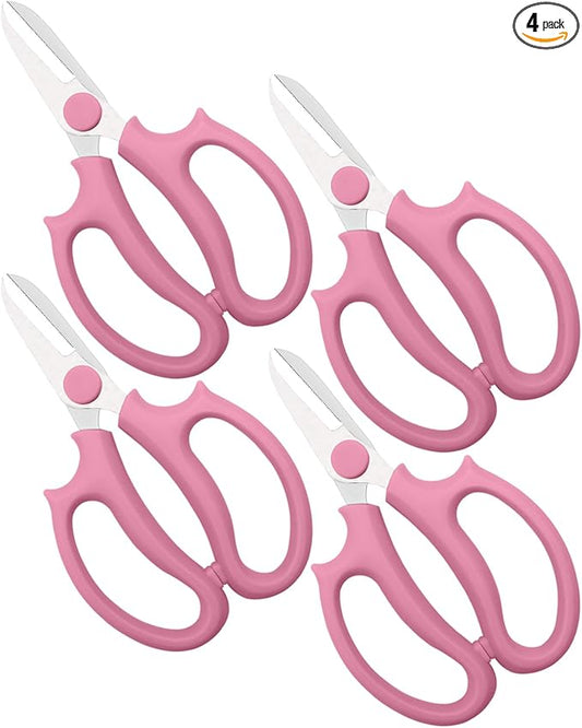 Floral Scissors, 4pcs Stainless Steel Flower Scissor for Florist Arrangements Pink
