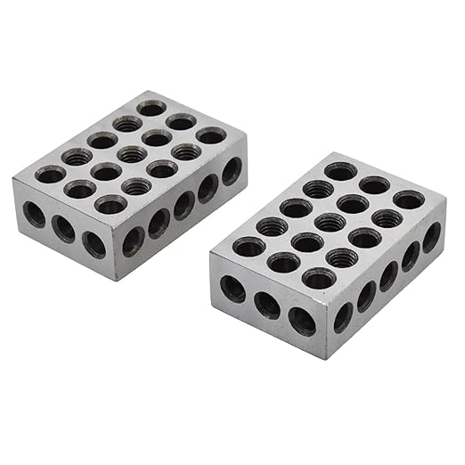 1 Pair of 1-2-3 Blocks Matched Pair with 23 Holes Precision Machinist Milling 0.0002 in Fit for Milling Machine Jig