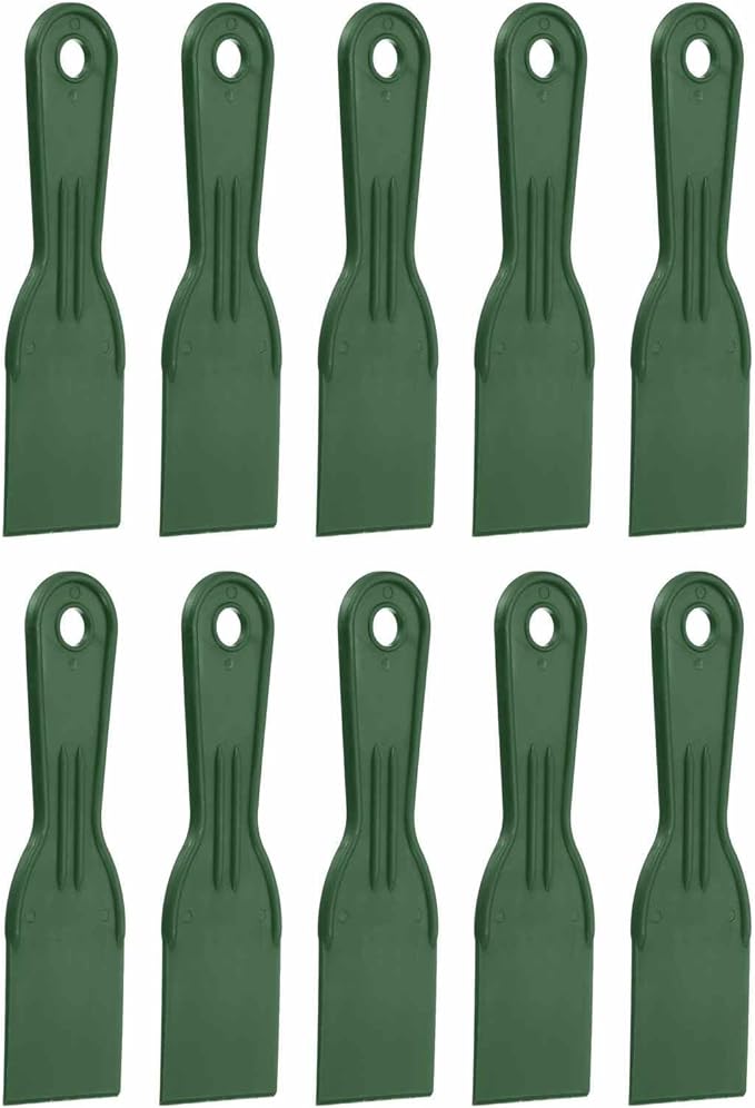 HARFINGTON 10pcs Putty Knife Scraper 2" Width Flexible Plastic Putty Knife Paint Scraper Tool for Taping Drywall Spreading Painting Wall Scratching Dark Green