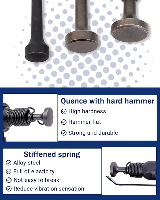 4 PCS Smoothing Air Hammer Bits Set, Smoothing Pneumatic Air Hammer, Extended Length Pneumatic Hammer Bit with Spring, Pneumatic Chisel Bits Tools Kit for Home Improvement