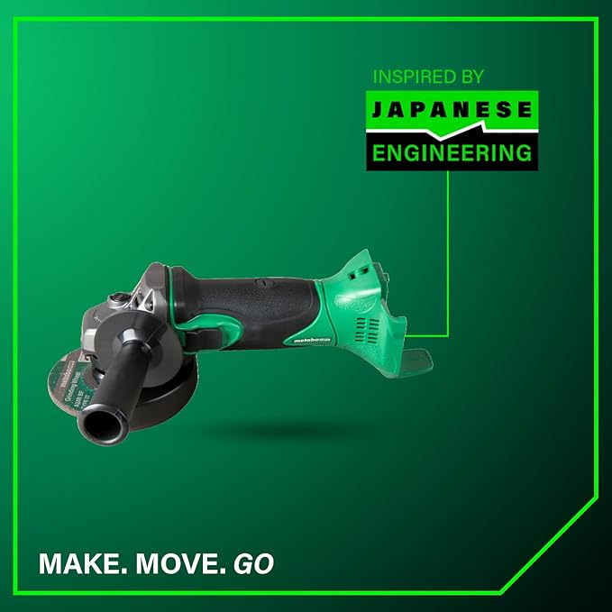 Metabo HPT 18V MultiVolt 4-1/2 Inch Slide Switch Power Angle Grinder Kit, High Torque Motor Power Tool with Battery Charge Indicator, Soft Grip Handle, Safety Features, G18DSL2Q4