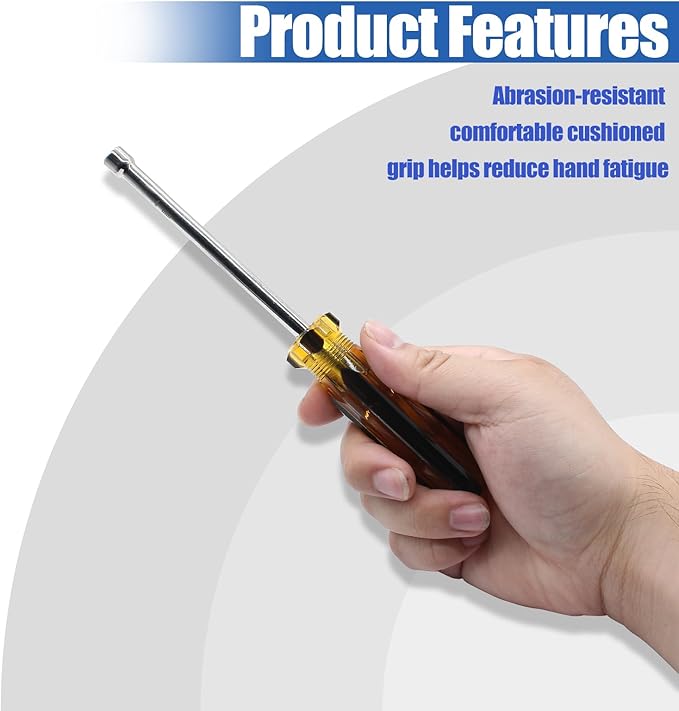 2Pcs 4mm Socket Wrench Screwdriver, Hexagon Nut Driver with Steel Cushion Grip for Easy Hand-Making and Repair Projects