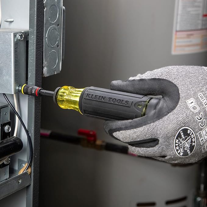 Klein Tools 32304 Screwdriver, 14-in-1 Adjustable Screwdriver with Flip Socket, HVAC Nut Drivers and Bits, Impact Rated