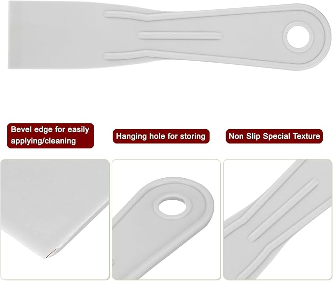 HARFINGTON 5pcs Putty Scraper 1.6" Width 1.7mm Thin Flexible Plastic Putty Knives for Taping Drywall Spreading Painting Wall Scratching Gray