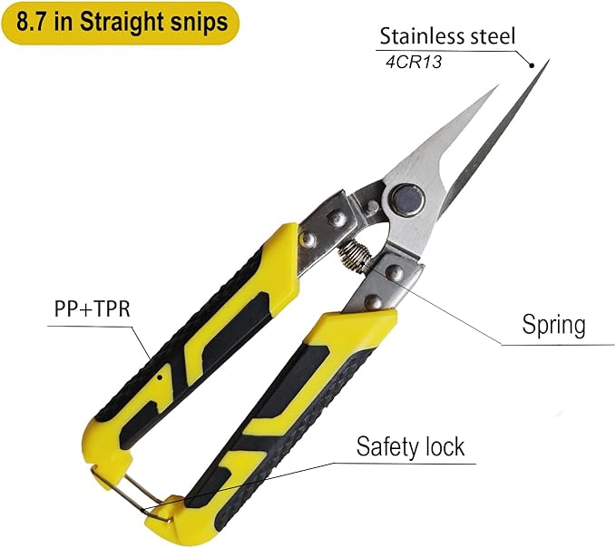 Heavy Duty Industry Scissors 8.7 Inch Aviation Tin Snips Straight Metal Cutter with Comfort Grip and Stainless Steel Blades Multifunction Cutting