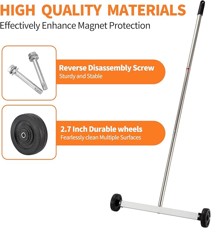 Magnetic Sweeper Pickup Tools set of 3-Yard Magnet Sweeper with Telescoping Holder and Wheels,Extendable and Flexible Magnet Stick Pick Up Nails,use for Mechanic,Automotive,Construction,Lawn,Roofing