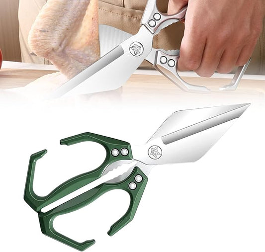 Multifunctional Heavy-Duty Kitchen Shears, Heavy Duty Kitchen Scissors, Poultry Shears with Ergonomic Handle, Food Scissors for Chicken Meat Seafood Bone Cutting, Cooking Accessories (Green)
