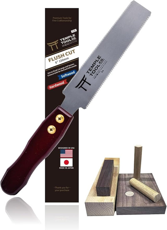 Co. Japanese Flush Cut Saw - 6 Inch Double Edge Pull Saw for Flush Cutting Dowels, Pegs, Wedges - Hardwood Softwood