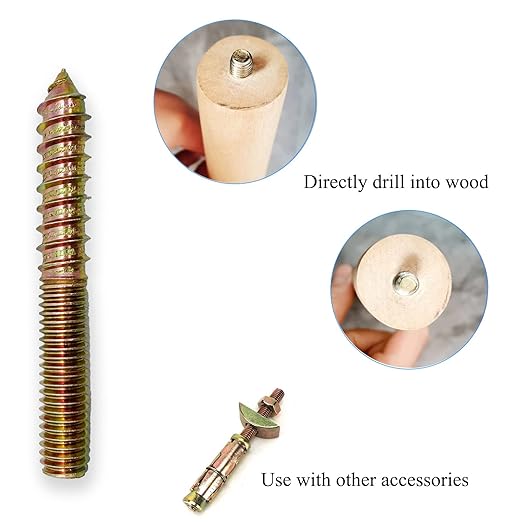 12 Pack 3/8-16 x 3 Inch Hanger Bolts 3/8-16" Double Headed Bolts 3/8 Wood Dowel Screw Self-Tapping Screw Hanger Bolts for Furniture Double Head Threaded Rods Bolt 75mm Length