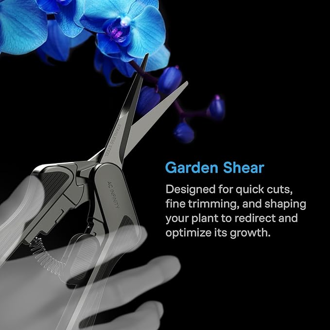 AC Infinity 6.6??Stainless Steel Pruning Shear 2-Pack, Lightweight Ergonomic Design, Straight Precision Blades with Nonstick Teflon Coating for Gardening, Hydroponics, Grow Tents