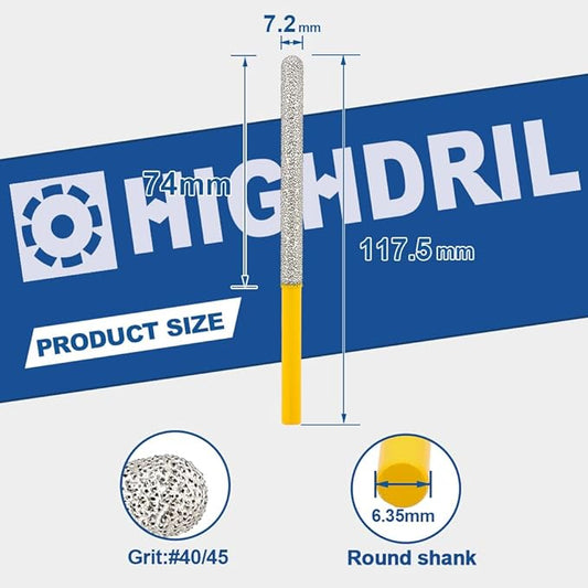 HIGHDRIL Tuck Point Pin Diamond Bit - 2pcs 4 5/8" Length x 1/4" Round Shank Diamond Glitter Bit for Wet/Dry Removing Old Mortar Grinding/Shaping Masonry,Stone,Concrete,Inside Corners