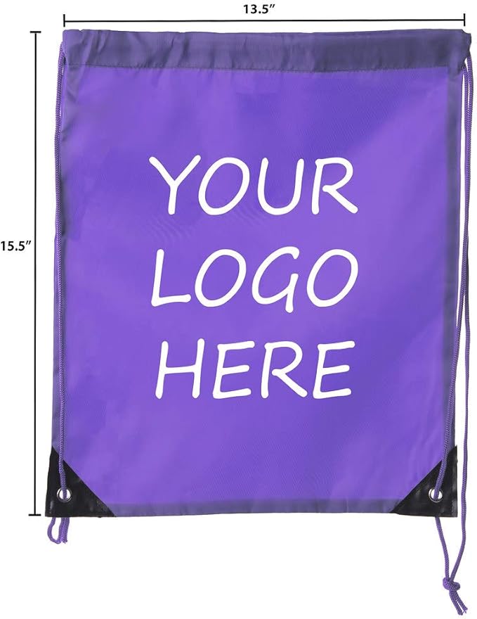 Mato & Hash Custom Bags With Your Logo | 10PK Promotional Drawstring Backpack - 10PK Purple CE2500