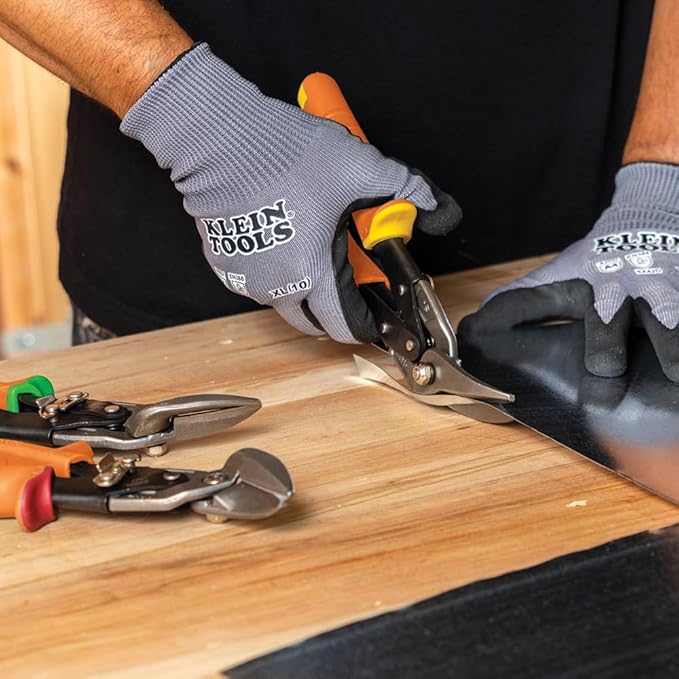 Klein Tools 2402S Straight-Cutting Offset Snips, Aviation Tin Snips with Forged Blade for Precision Sheet Metal Cutting