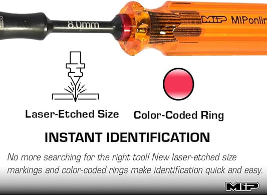 MIP 9805 8.0mm Metric Hex Nut Driver RC Tool ??Precision Grip Hex Screwdriver with Deep Socket for RC Car Repair, Made 100% in USA