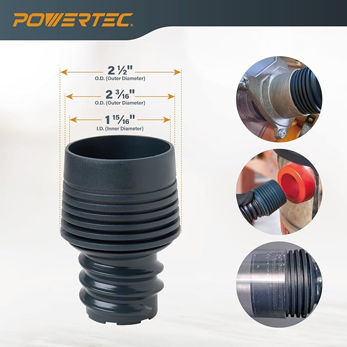 POWERTEC 70512 10 Ft. Vacuum Hose Dust Collection Kit w/ 4 Quick Change Fittings, Tapered Reducers and Quick Connect Dust Port Adapter for Miter Saw, Track Saw, Jigsaw, Orbital Sanders, Woodworking