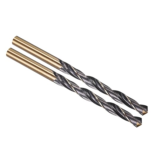 PATIKIL 7mm Drill Bit, Jobber Straight Shank 4341 High-Speed Steel 118째 Black and Gold Finish for Medium-Hard Metal Steel Acrylic - 2 Pack