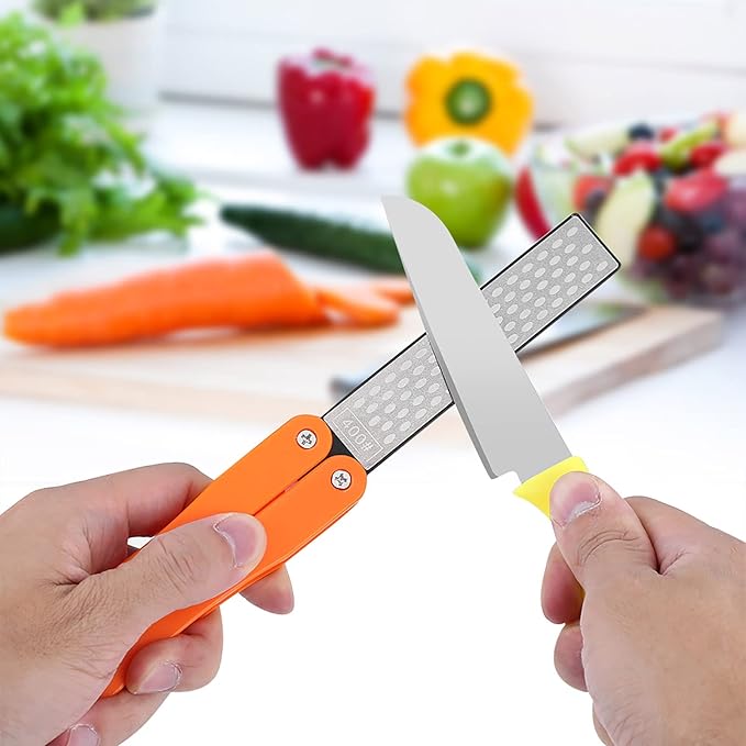 Folding Knife Sharpener, 400/600 Grit Knife Sharpener, Folding Double Sided Stone for Outdoor Camping Garden Kitchen, Sharpener Stone