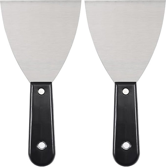 uxcell Putty Scraper 4" Spatula Drywall Repair Spreader Stainless Steel Blade Black Handle 2Pcs