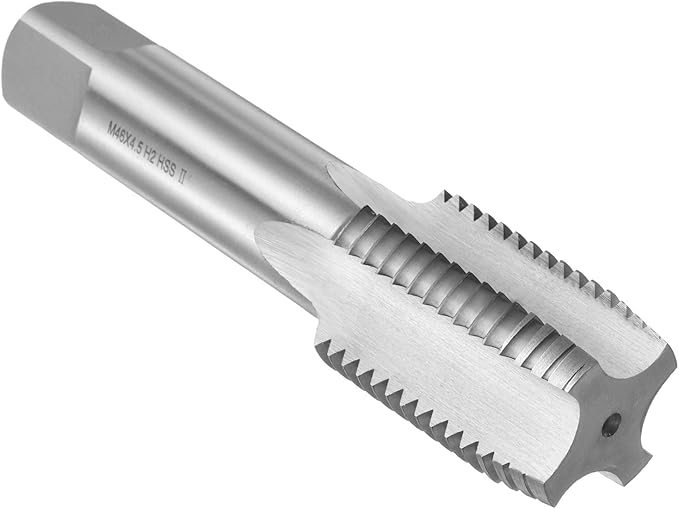 uxcell Hand Plug Tap M46 x 4.5 H2 Metric Thread Plug Style Taps Straight Flute Screw Tapping Threading Tool High Speed Steel HSS6542