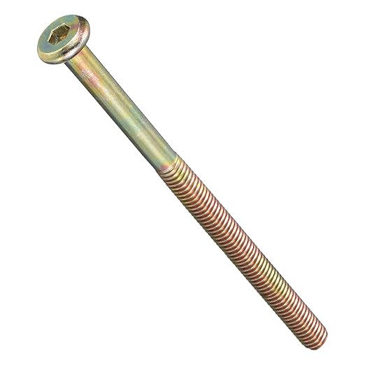 METALLIXITY Flat Head Hex Socket Cap Screws Bolts(M6-1x90) 5Pcs, Steel Hex Socket Furniture Bolts Screws - for Furniture Woodworking Project, Yellow