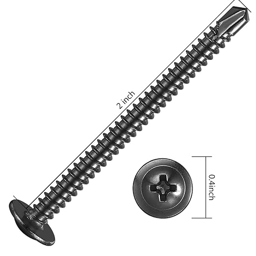 (100Pcs)#8횞2??for Sheet Metal Self-Tapping Screws 410 Black Stainless Steel Truss Head High-Strength Quick Tapping