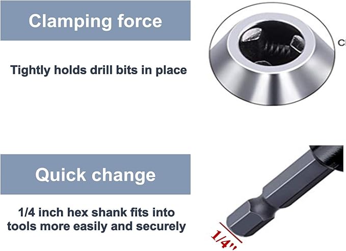aiyun Drill Bit Adapter with 1/4 Hex Shank - 3Pcs Small Drill Chuck Extension for Impact Driver (0.6-8mm,0.3-3.6mmX2)