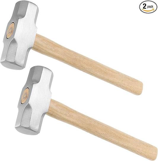 2 Pack 4 lbs Mini Sledge Hammer, Small Sledge Hammer with Wooden Handle for Demolition, Stake Driving, Cracking Stone and Concrete