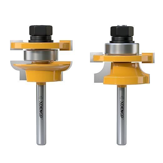 2PCS Round Over Style Rail and Stile Router Bits Set 1/4 Inch Shank, 3/8 Inch Cutting Depth, Up to 1 Inch Stock, Kitchen Cabinet Door Frame Shaper Cutters Raise Panel Making Router Bit Set