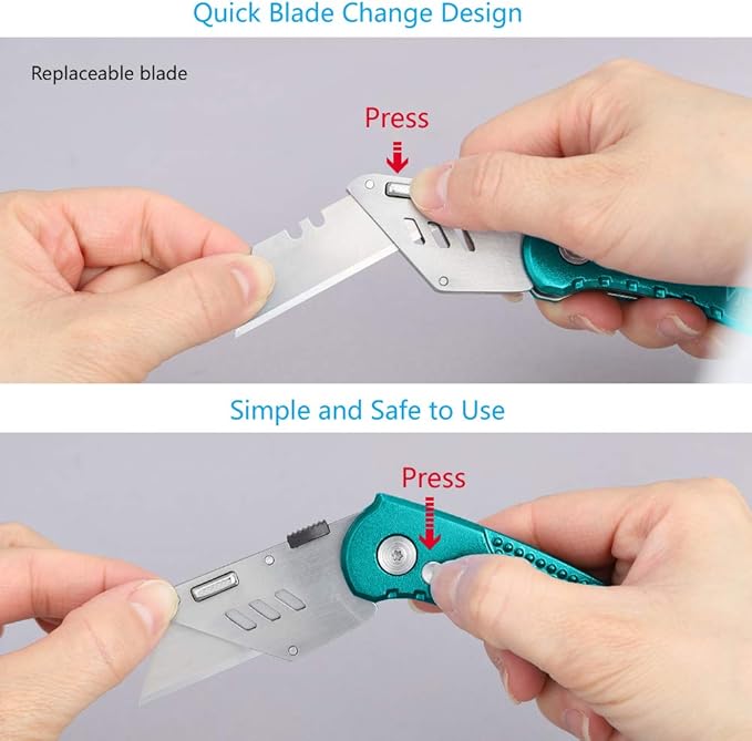 Vickay Box Cutter Knife Utility Knife with 5 SK5 Quick Change Blades, Safety Axis Lock Design Razor Knife, Lightweight Aluminum Body Belt Clip for Office
