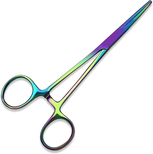 Bandage, Castroviejo, & Iris Scissors, & Kelly, & Mosquito Forceps Rainbow - Stainless Steel, DIY Crafting Scissors and Forceps Multicolors (Mosquito Forceps, 5 inches Straight)