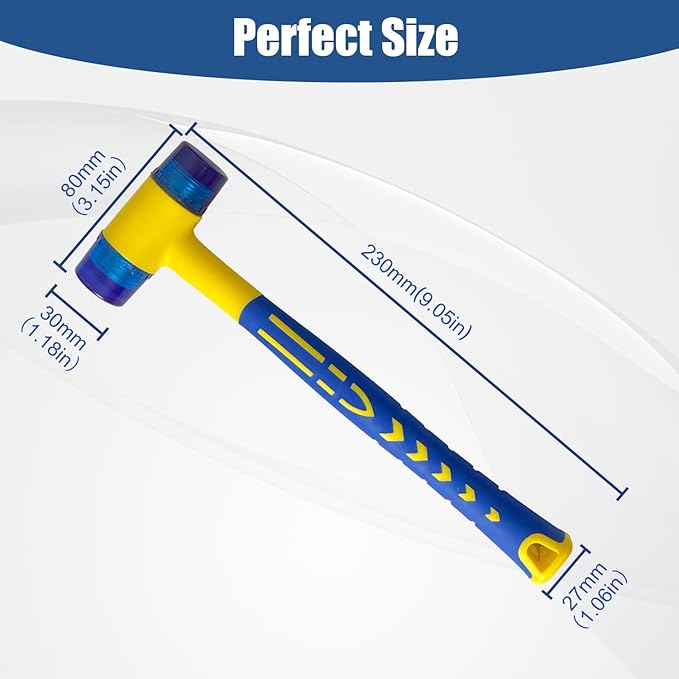 Rubber Mallet,KAIHAOWIN Small Mallet Hammer, Double-Faced Soft Mallet with Ergonomic Shaped Plastic Handle and Anti-Slip Coating for Jewelry, Leather Crafts, Woodworking 30mm